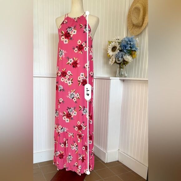 LOFT Zinnia Pink Floral Halter Maxi Dress XS NWT - Picture 6 of 8